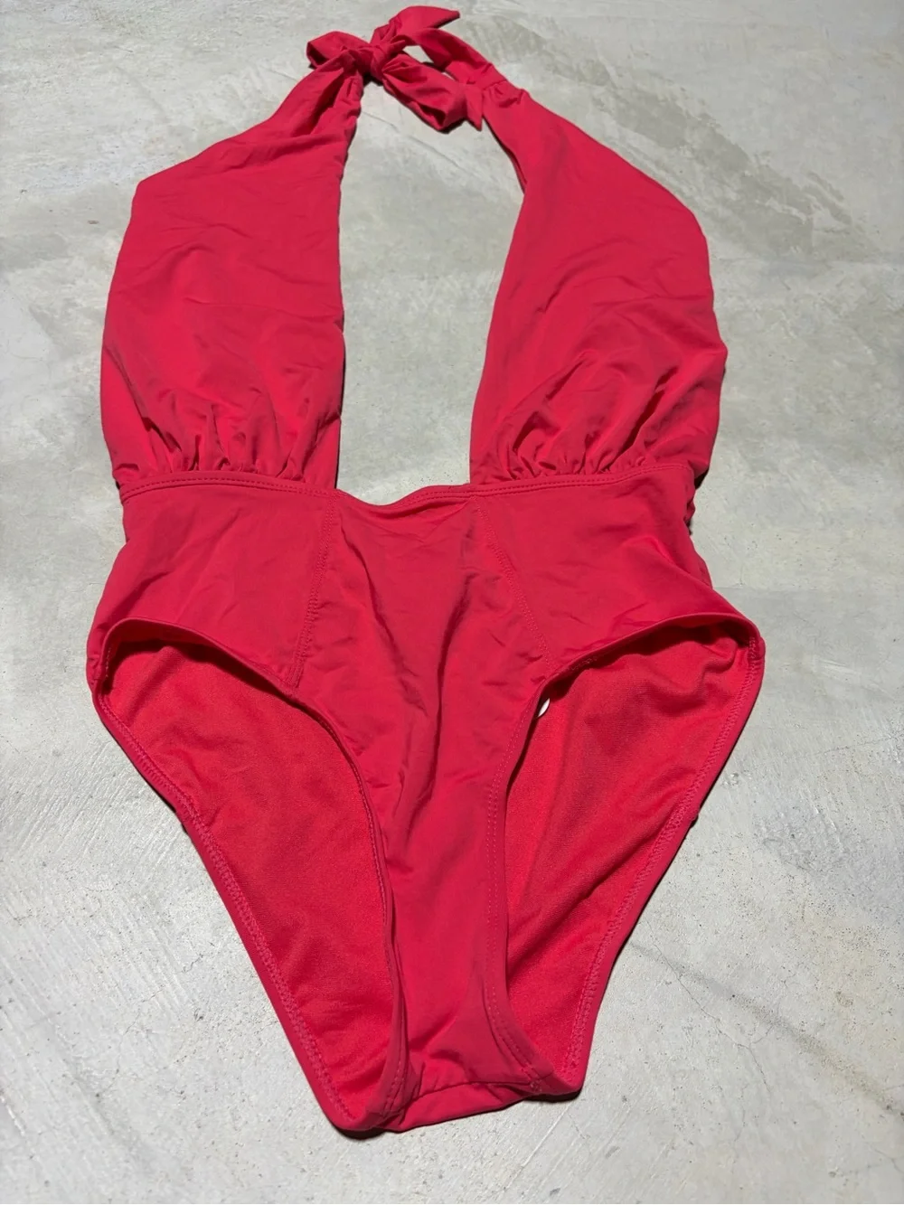Envya NWT babe watch Red Halter One-Piece Swimsuit MSRP$41 medium